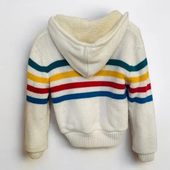 Vintage 80s DHE Sherpa-Lined Hooded Sweater Jacket – Size: Adult M - Picture 3 of 7